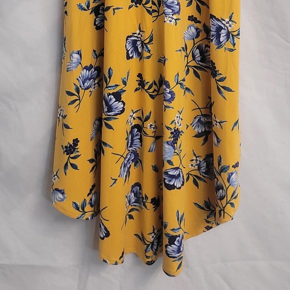 By & By Juniors Floral Yellow and Blue High Low Super Soft Faux Wrap Dress - Picture 7 of 10